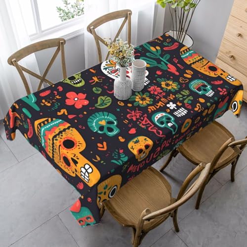 ZTPOWQA Tischdecke mit Totenkopf-Motiv, rechteckig, wasserdicht, wiederverwendbar, für Esszimmerpartys von ZTPOWQA