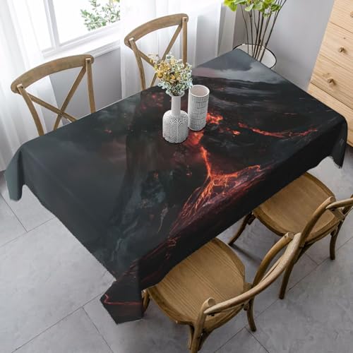 ZTPOWQA Tischdecke mit Vulkan-Druck, rechteckig, wasserdicht, wiederverwendbar, für Esstisch, Party, 89 x 140 cm von ZTPOWQA