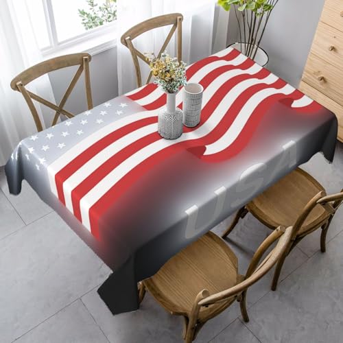 ZTPOWQA Tischdecke mit amerikanischer Flagge, 89 x 140 cm, rechteckig, wasserdicht, wiederverwendbar, für Esszimmerpartys von ZTPOWQA