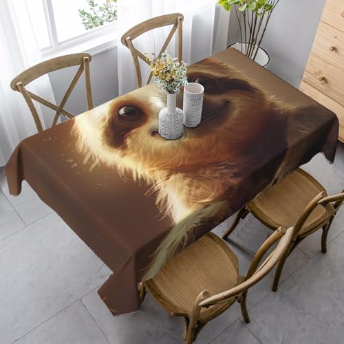ZTPOWQA Tischdecke mit bezauberndem Faultier-Druck, rechteckig, wasserdicht, wiederverwendbar, für Esstisch, Party, 89 x 140 cm von ZTPOWQA