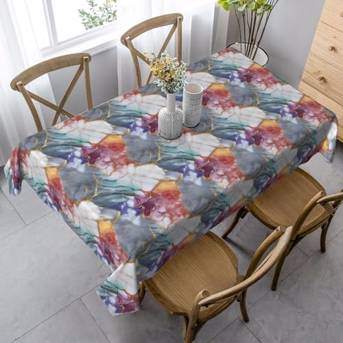 ZTPOWQA Tischdecke mit buntem Marmordruck, 89 x 140 cm, rechteckig, wasserdicht, wiederverwendbar, für Esstisch, Party von ZTPOWQA