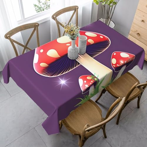 ZTPOWQA Tischdecke mit magischem rotem Pilzdruck, 89 x 140 cm, rechteckig, wasserdicht, wiederverwendbar, für Esszimmerpartys von ZTPOWQA