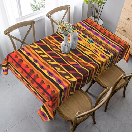 ZTPOWQA Tischdecke mit mexikanischer Volkskunst, Boho-Druck, rechteckig, wasserdicht, wiederverwendbar, für Esszimmerpartys von ZTPOWQA
