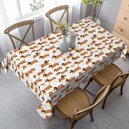 ZTPOWQA Tischdecke mit niedlichem Welpen-Motiv, rechteckig, wasserdicht, wiederverwendbar, für Esstisch, Party, 89 x 140 cm von ZTPOWQA