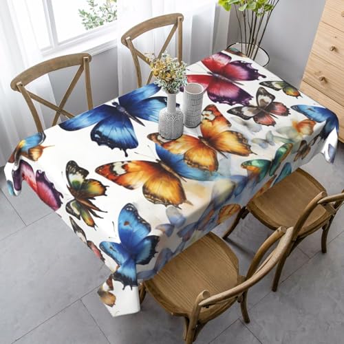 ZTPOWQA Tischdecke mit schönem Schmetterlings-Aufdruck, rechteckig, wasserdicht, wiederverwendbar, für Esstisch, Party, 89 x 140 cm von ZTPOWQA