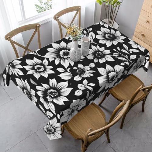 ZTPOWQA Tischdecke mit schwarz-weißem Muster, 89 x 140 cm, rechteckig, wasserdicht, wiederverwendbar, für Esszimmerpartys von ZTPOWQA