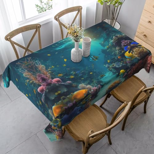ZTPOWQA Tischdecke mit süßem blauen Fischdruck, rechteckig, wasserdicht, wiederverwendbar, für Esstisch, Party, 89 x 140 cm von ZTPOWQA