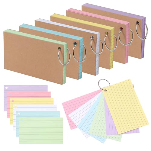 300 Blatt Karteikarten A7, 6 Packungen Lennkarten mit Bindeschlaufe, Mehrfarbiges Kraftpapier Karteikarten Linier für Notizen, Sprachen und Lernen, 12,5 * 7,5cm 300 Blatt Karteikarten A7, 6 Packungen Lennkarten mit Bindeschlaufe, Mehrfarbiges Kraftpapier Karteikarten Linier für Notizen, Sprachen und Lernen, 12,5 * 7,5cm von ZTVOWTO