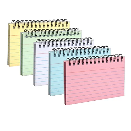 5er Pack bunte karteikarten spiral notizblöcke vokabelkarten für büro schule studium must haves Transparente Abdeckung flashcards 5 farben 12,5 * 8 cm von ZTVOWTO