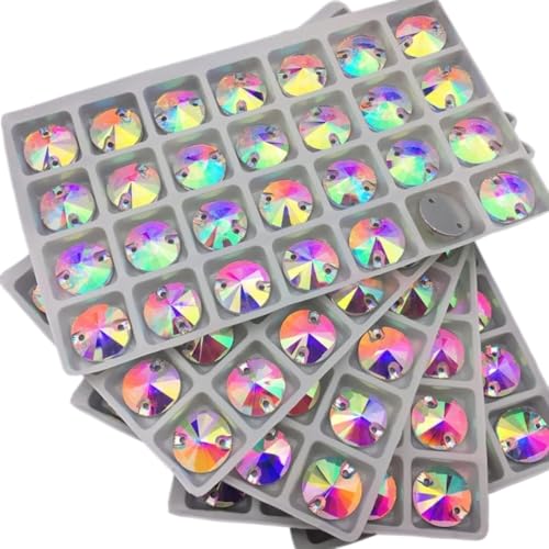 Strass-Kristalle for Aufnähen, 8 mm, 10 mm, 12 mm, 14 mm, rund, Rivoli-Glas, Strass-Kristalle for Aufnähen, AB-Nähsteine ​​für DIY-Kleidung, Kleidung, Kunsthandwerk (8 mm, 60 Stück)(10mm 50pcs) von ZTZTZ