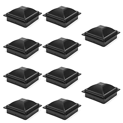 ZTZTZ Zaunpfostenaufsätze, 10er-Pack, Treppenhandlaufpfosten, Holzzaunpfostenkappen, schwarz pulverbeschichtete Aluminium-Pyramidenpfostenkappenabdeckung for Außenzäune und Decks(80x80mm) von ZTZTZ