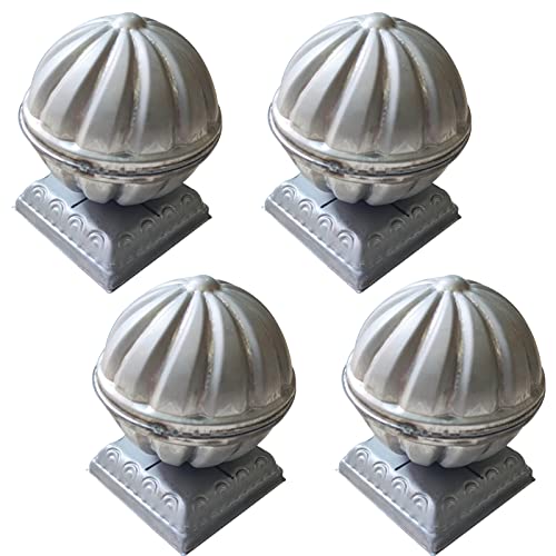 ZTZTZ Zaunpfostenaufsätze, 4 x Zaunabdeckungen, Lotus-Zaunpfostenkappen aus Aluminium for dekorative Hausgarten-Hoftortreppen(120x120mm) von ZTZTZ