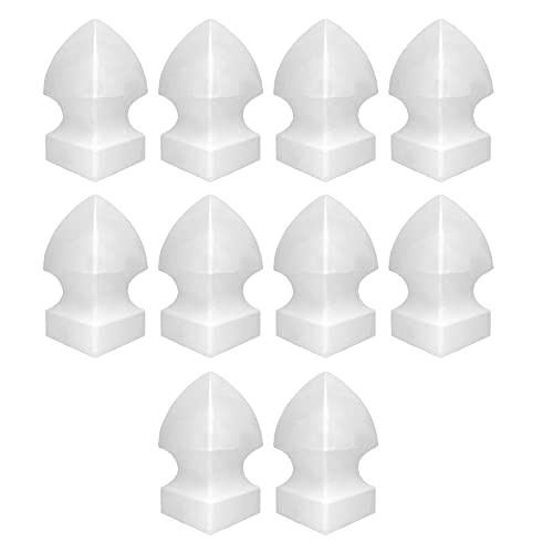 ZTZTZ Zaunpfostenkappen, 10 x Vinyl-Pfostenkappen im gotischen Stil – Vinyl-Zaunpfostenkappen for 5 x 5 Zoll große Vinyl-Zaunpfosten – weiße PVC/Vinyl-Zaunpfostenkappe von ZTZTZ