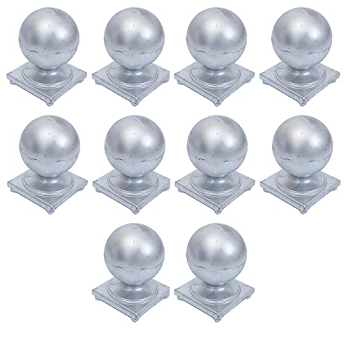 Zaunpfostenaufsätze, 10 x kugelförmige Zaunabschlüsse, Zaunpfostenkappen, verzinktes Metall, Gartenpfostenkappe, Abschlusskappe, Terrassenzaunkugel(100x100mm) von ZTZTZ