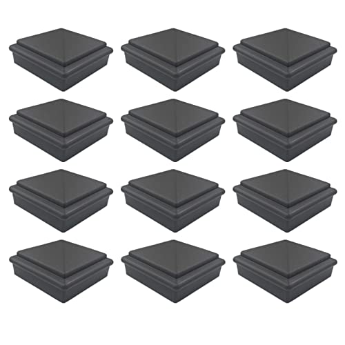 Zaunpfostenaufsätze, 12er-Pack Zaunpfostenkappen, Pyramidenpfostenkappen aus schwarzem Kunststoff for Zäune, Deck-Briefkastenpfosten von ZTZTZ