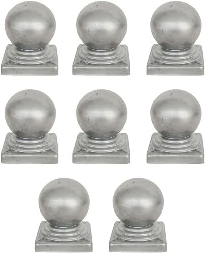Zaunpfostenaufsätze, 8 x kugelförmige Zaunabschlüsse, Zaunpfostenkappen, verzinktes Metall, Gartenterrasse, Zaunpfostenkappe, Kugelabschlüsse(80x80mm) von ZTZTZ