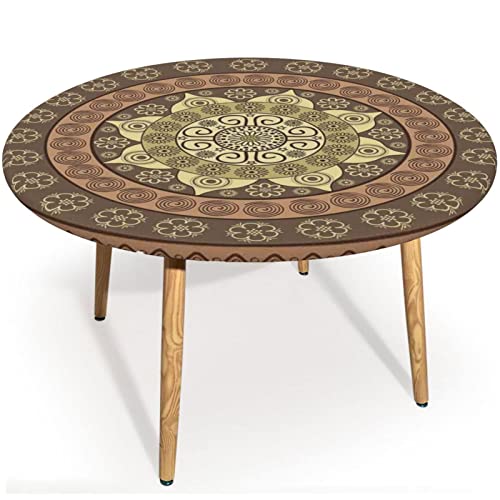 ZUCRCFFY Braune Mandala-Tischdecke, rund, für drinnen und draußen, wasserdicht und abwischbar, runde Tischdecke mit elastischen Kanten, Blassgrünes Umbra Kakao, passend für Tische bis 91,4 cm – 111,8 ZUCRCFFY Braune Mandala-Tischdecke, rund, für drinnen und draußen, wasserdicht und abwischbar, runde Tischdecke mit elastischen Kanten, Blassgrünes Umbra Kakao, passend für Tische bis 91,4 cm – 111,8 von ZUCRCFFY