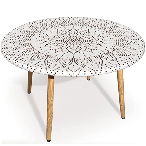 ZUCRCFFY Braune Mandala-Tischdecke, rund, für drinnen und draußen, wasserdicht und abwischbar, runde Tischdecke mit elastischen Kanten, Weißbraun, passend für Tische bis 114 cm – 142,2 cm ZUCRCFFY Braune Mandala-Tischdecke, rund, für drinnen und draußen, wasserdicht und abwischbar, runde Tischdecke mit elastischen Kanten, Weißbraun, passend für Tische bis 114 cm – 142,2 cm von ZUCRCFFY