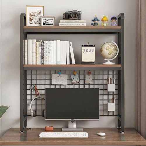 2-stöckiges Computer-Desktop-Bücherregal, Desktop-Bücherregal, Schreibtisch-Displayständer Aus Holz, Desktop-Aufbewahrungsregal Für Home Office, Wohnheim(Black double layer,55cm/21in) von ZUGIATP