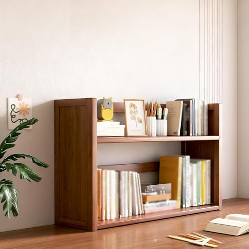 Bücherregal Aus Holz Für Den Schreibtisch Geeignet Für Computertische Doppellagiges Multifunktionales Aufbewahrungsregal(Brown double layer,70cm/27in) von ZUGIATP