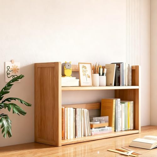 Bücherregal Aus Holz Für Den Schreibtisch Geeignet Für Computertische Doppellagiges Multifunktionales Aufbewahrungsregal(Primary color double layer,70cm/27in) von ZUGIATP