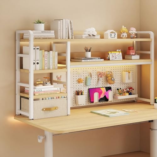 Bücherregal Fürs Studentenwohnheim Schreibtisch-Organizer Home-Office-Regal Studenten-Pinnwand-Bücherregal(Walnut with drawers,115cm/45in) von ZUGIATP