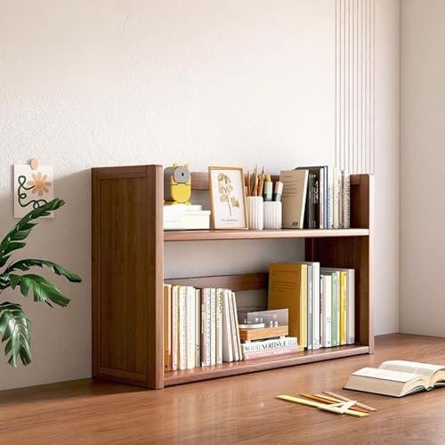 Desktop-Bücherregal, Geeignet Für Computertische, Doppellagiges, Multifunktionales Aufbewahrungsregal, Geeignet Für Das Wohnzimmer Im Wohnheim, Büro(Brown double layer,50cm/19in) von ZUGIATP