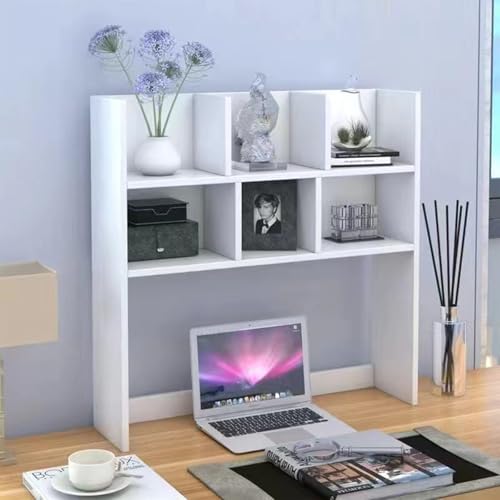Desktop-Bücherregal 2-lagiges Bücherregal Schreibtisch Bücherregal Schreibtisch Bücherregal Schlafsaal Doppellagiges Desktop-Lagerregal(White,80cm/31in) von ZUGIATP