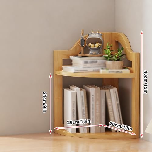 Kleines Schreibtisch-Bücherregal Aus Holz Schreibtisch-Lagerregal Fächerförmiger Tisch Eck-Schreibtisch-Bücherregal(A original color,Double layer) von ZUGIATP