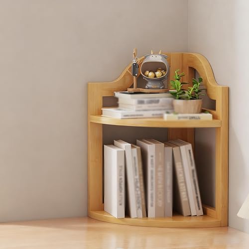 Kleines Schreibtisch-Bücherregal Aus Holz Schreibtisch-Lagerregal Fächerförmiger Tisch Eck-Schreibtisch-Bücherregal(Type B original color,Double layer) von ZUGIATP