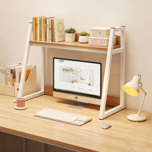 Trapezförmiges Bücherregal Für Den Computer-Desktop, 2-stufiges Multifunktionales Bücherregal Auf Der Arbeitsplatte, Platzsparendes Lagerregal Für Den Wohnheim(C double layer,115cm/45in) von ZUGIATP