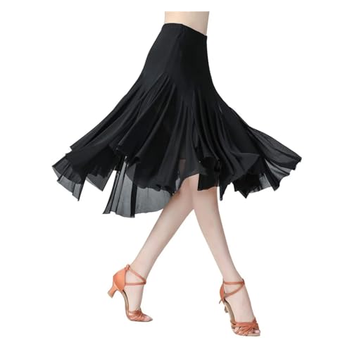 ZUGLQYSX Latein Tanz Kleider Eleganter mittellanger Latein-Tanzrock aus Netzstoff for Damen, weicher Gesellschaftstanz, Walzer Dancewear FüR Wettbewerbe(B) von ZUGLQYSX