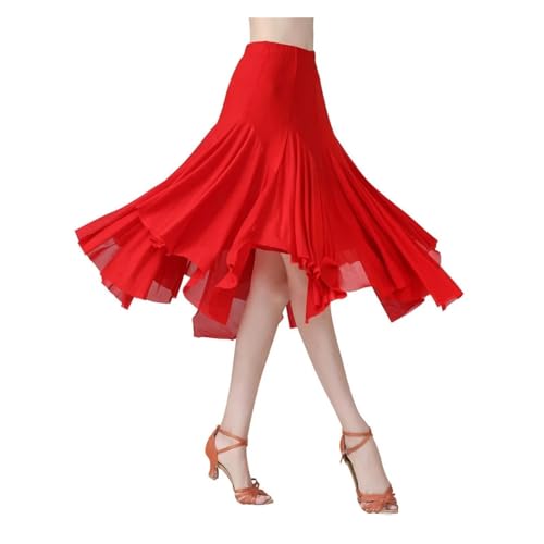 ZUGLQYSX Latein Tanz Kleider Eleganter mittellanger Latein-Tanzrock aus Netzstoff for Damen, weicher Gesellschaftstanz, Walzer Dancewear FüR Wettbewerbe(R) von ZUGLQYSX