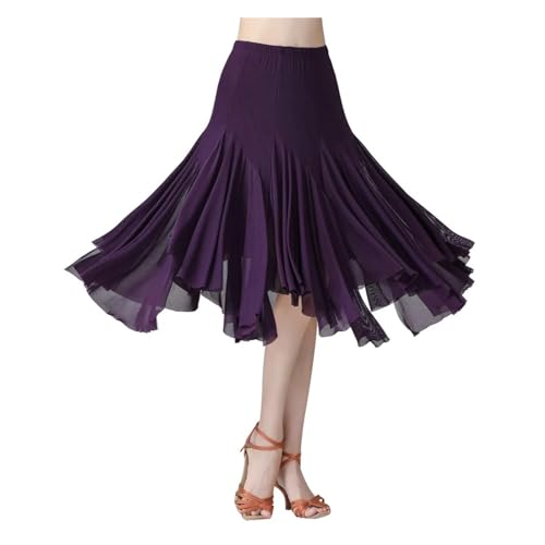 ZUGLQYSX Latein Tanz Kleider Eleganter mittellanger Latein-Tanzrock aus Netzstoff for Damen, weicher Gesellschaftstanz, Walzer Dancewear FüR Wettbewerbe(Z) von ZUGLQYSX