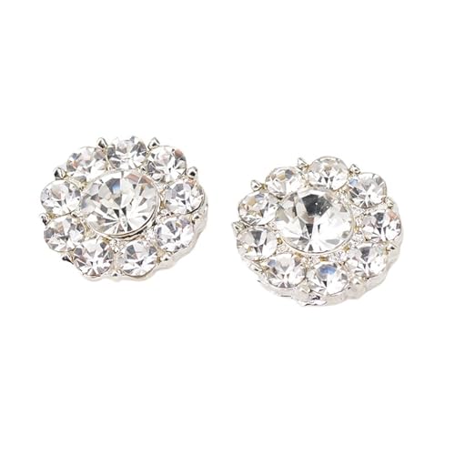 ZUGLQYSX StrassknöPfe Ankunft Klar Strass Knopf Nähen Auf Blume Mitte Hochzeit Stuhl Dekoration 15-18MM 5PCS Schaft Zurück Silber Farbe FüR Schmuckherstellung Kleidung Strickjacke(15MM 5PCS) von ZUGLQYSX