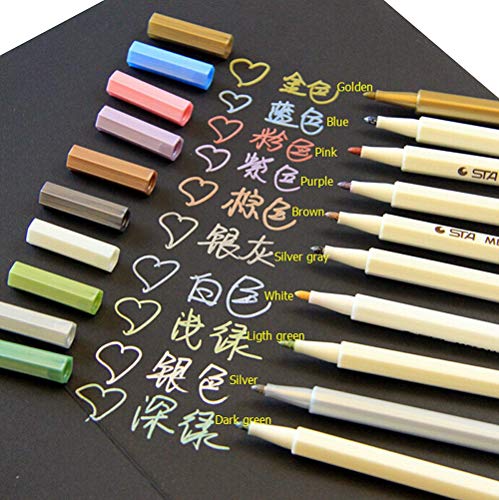 ZUMUii Butterme Brush Pens Metallic Marker Pens, Satz von 10 Farben für Kartenherstellung/DIY Fotoalbum/Gebrauch auf irgendeiner Oberfläche-Papier/Glas/Kunststoff/Keramik von ZUMUii