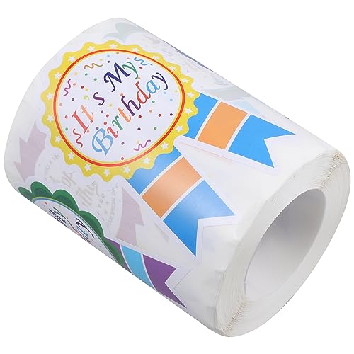 ZUNOXAZ 1 Rolle Happy Birthday Aufkleber Formen Sticker für Karten und Dekoration für Geburtstagsfeiern Selbstklebende Etiketten für Flaschen und Einladungen von ZUNOXAZ