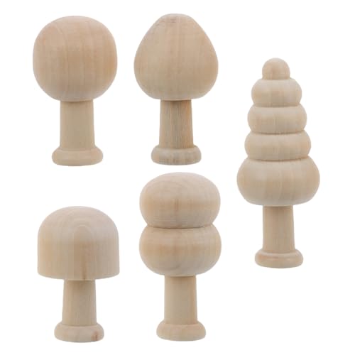 ZUNOXAZ 1 Satz Bemaltes Holzspielzeug Holzpilz Pilzdekorfiguren Holzbäume Holzschmuck zum Bemalen Pilze aus Holz Holzfiguren zum bemalen Pilzfiguren aus Holz Holzbaumdekor hölzern Beige von ZUNOXAZ
