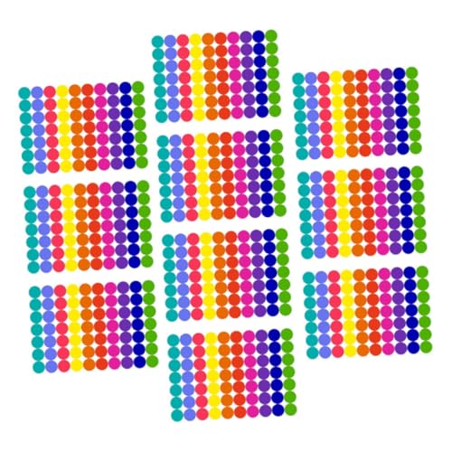 ZUNOXAZ 10 Blatt Bunte Selbstklebende Runde Punktaufkleber Bögen Kleine Klebeetiketten Beschriften für Büro Zuhause Organisation und Basteln von ZUNOXAZ