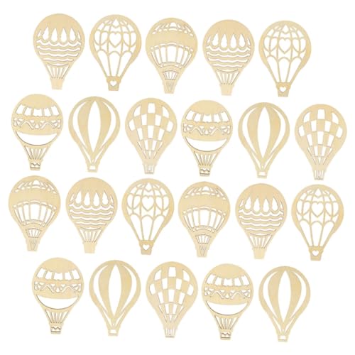 ZUNOXAZ 10 Satz Heißluftballon Holzscheiben Unlackiert Holzrohlinge zum Bemalen DIY Basteln Naturholz Anhänger für Fenster Weihnachtsbaum Dekoration Kreative Handwerksprojekte von ZUNOXAZ