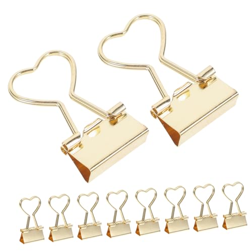 ZUNOXAZ 10 Stück Goldene Herz Binderclips Vielseitige Büroklammern für Papiere Notizen und Dokumente Praktische Binderclips für Bürobedarf und Kreative Anwendungen ZUNOXAZ 10 Stück Goldene Herz Binderclips Vielseitige Büroklammern für Papiere Notizen und Dokumente Praktische Binderclips für Bürobedarf und Kreative Anwendungen von ZUNOXAZ