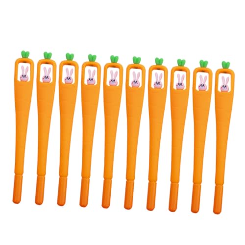 ZUNOXAZ 10 Stück Niedliche Kugelschreiber mit Karotten design Wasserfeste Pigmenttinte Langlebige Plastikroller für Schüler und Büro Praktische und Leichte Signierstifte von ZUNOXAZ