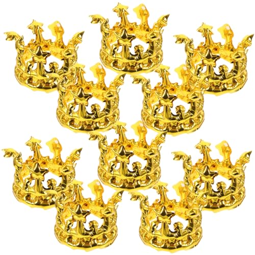 ZUNOXAZ 10 Stück Teiliges Aufblasbares Königskronen Stabilem Aluminiumfolie-material Leicht Tragbar als Geburtstagskrone Party-deko Cosplay-zubehör und Festliches Kostüm für Erwachsene von ZUNOXAZ