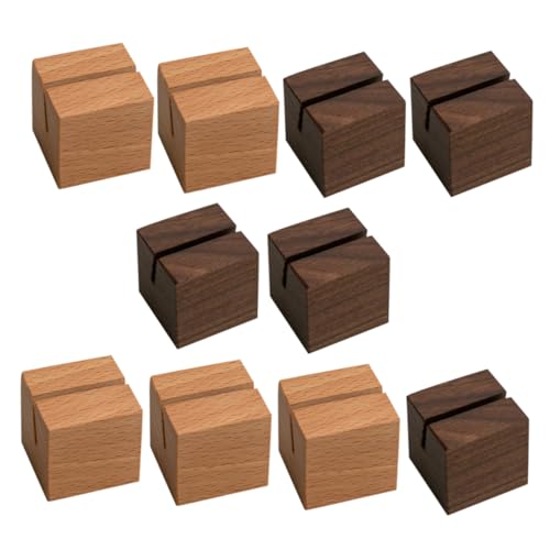 ZUNOXAZ 10 Stück Teiliges Holz Kartenständer aus und Walnussholz mit Schlitz Stabile Postkartenhalter und Visitenkarten Organizer für Schreibtisch und Feierlichkeiten von ZUNOXAZ