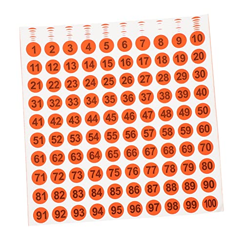 ZUNOXAZ 100 Stück Selbstklebende Nummernaufkleber Runde Etiketten für Kleidung und Organisation Durchmesser Orange mit Schwarzer für Klassenzimmer und Hotels von ZUNOXAZ