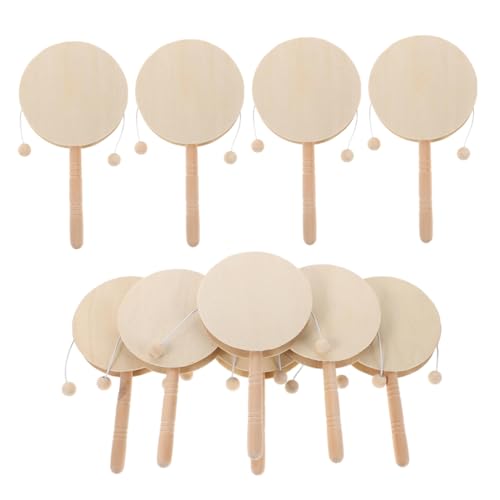 ZUNOXAZ 10stücke Holzrasseltrommel Unbemalt DIY Handtrommelinstrument Für Junge Mädchen Schüttelspielzeug Aus Unbehandeltem Holz Kreativität Zum Selbermachen Für Kreative Aktivitäten von ZUNOXAZ