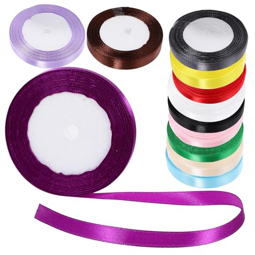 ZUNOXAZ 12 Rollen Teiliges Satinband Breit Farbige und Bastelbänder Verschleißfestes Polyester Geschenkband pro Vielseitig für Verpackung Dekoration DIY und Schleifenherstellung von ZUNOXAZ