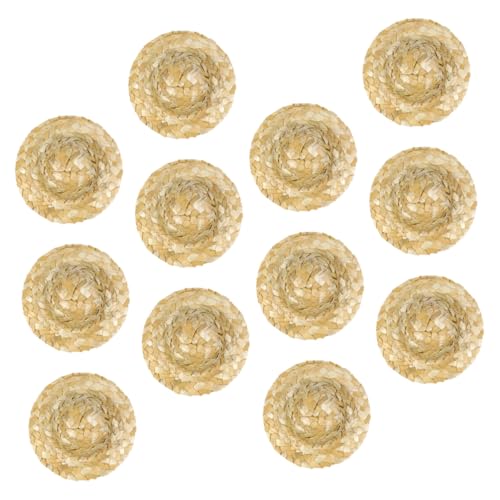 ZUNOXAZ 12 Stück Handgewebte Mini Strohhüte Leichte Puppenhüte für DIY Basteln Sombrero Party Deko Puppenzubehör Sommerliche Langlebige Atmungsaktive Miniatur Kappen von ZUNOXAZ
