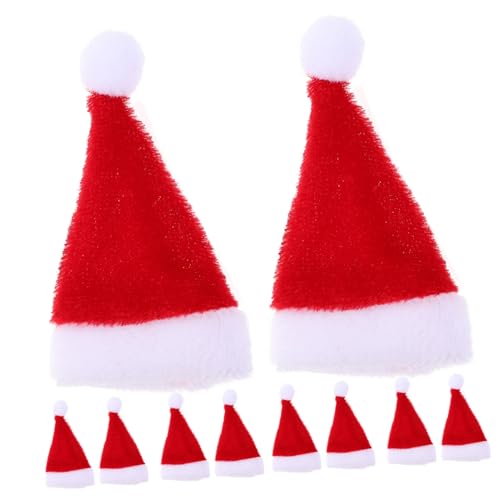 ZUNOXAZ 12 Stück Teiliges Mini Weihnachtsmützen aus Filz Wiederverwendbare Lollipop und Flaschendeko Bunte Mini Nikolausmützen für Festliche Tisch und Weihnachtsdeko von ZUNOXAZ