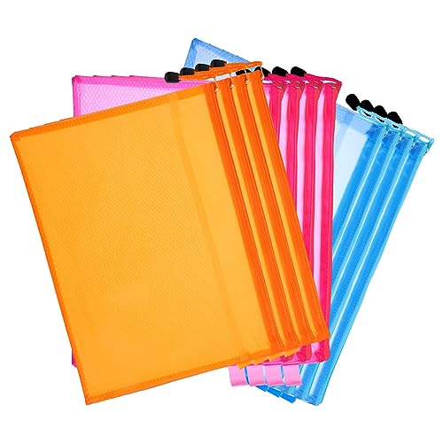 ZUNOXAZ 12 Stück Teiliges PVC Reißverschlussbeutel Transparente Dokumententaschen Hellblau Orange für Büro Schule und Reisen Strapazierfähig und Langlebig von ZUNOXAZ